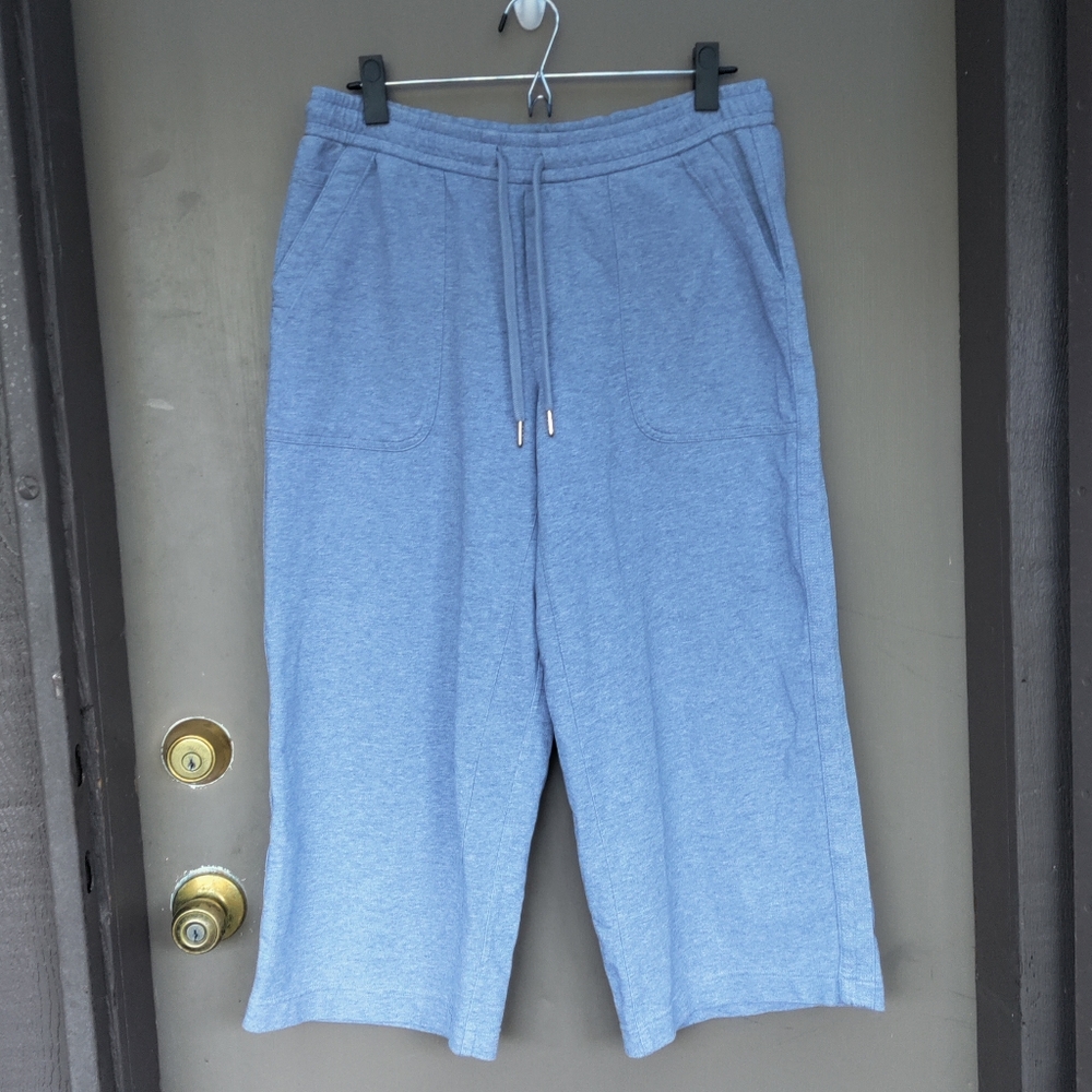Athleta Farallon Heathered Light Blue Wide Leg Pants - Picture 3 of 8